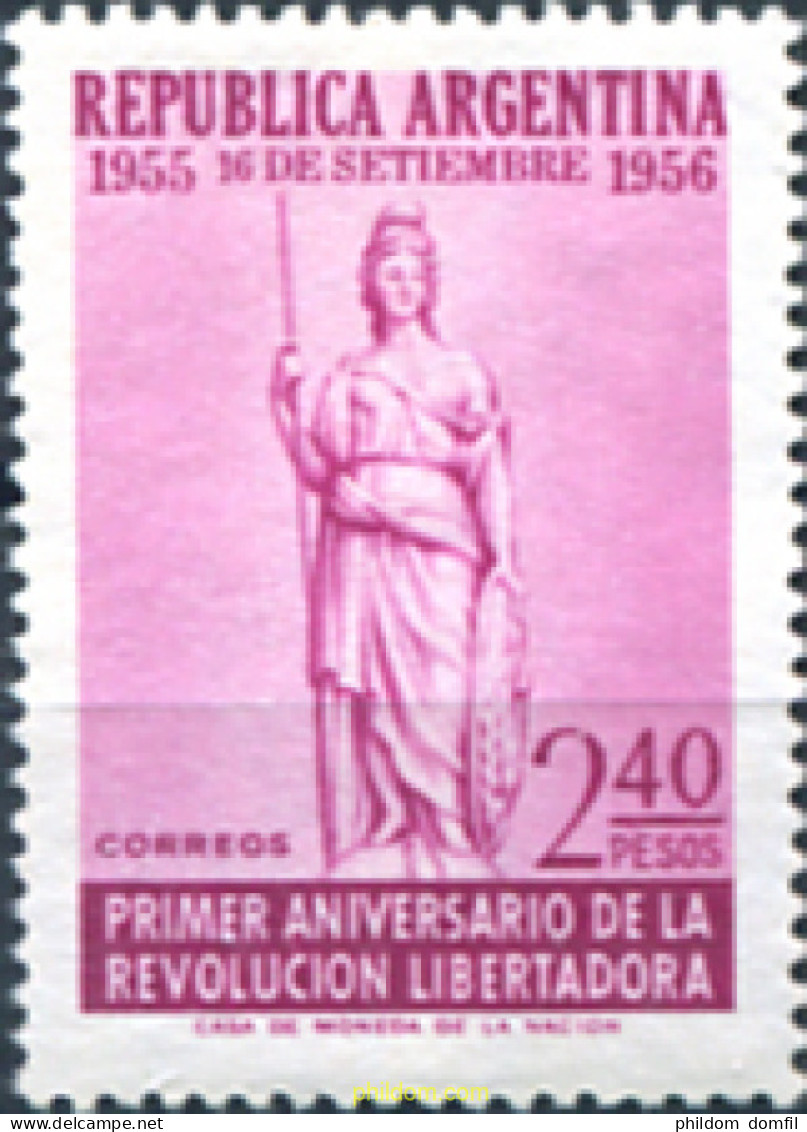 725972 HINGED ARGENTINA 1956 PRIMER ANIVERSARIO DE LA REVOLUCION LIBERTADORA - Ungebraucht