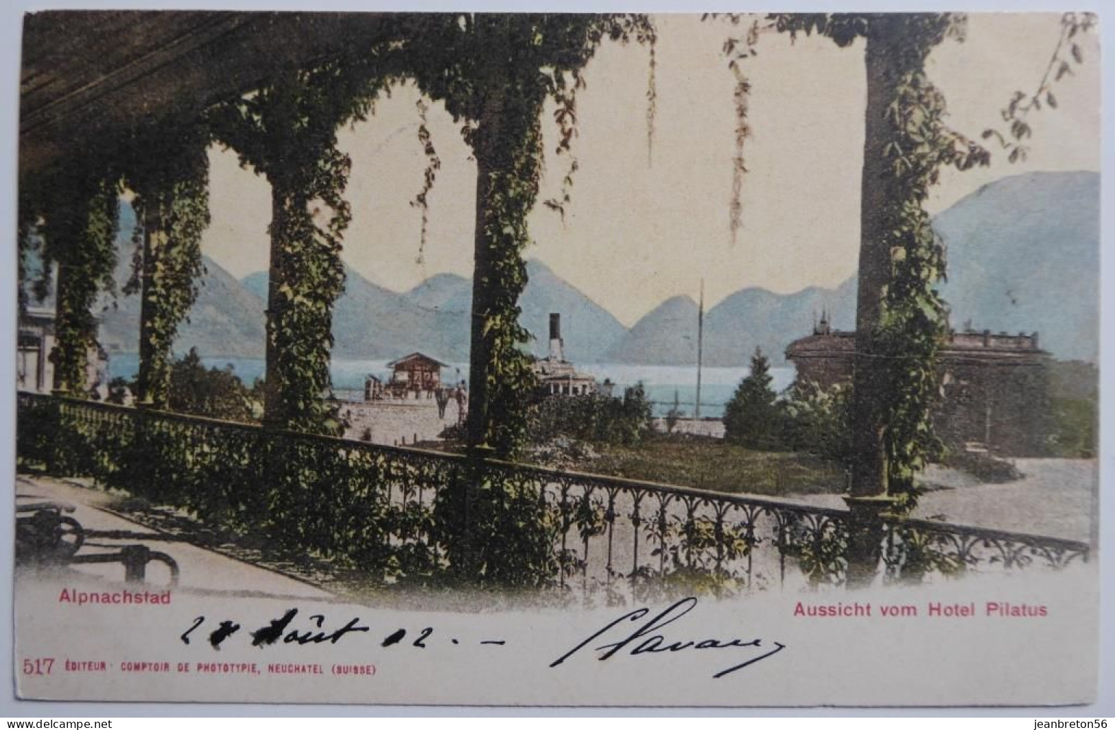 Alpnachstad - Aussicht Vom Hotel Pilatus - CPA Colorisée 1902 Voir Cachet De L'Hôtel - Alpnach