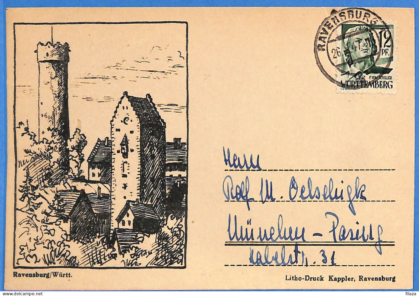 Allemagne Zone Française 1947 - Carte Postale De Ravensburg - G30121 - Autres & Non Classés