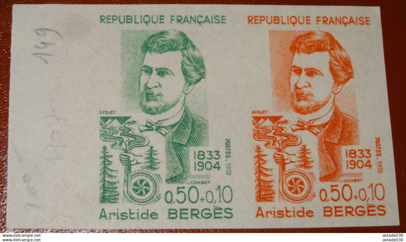 Essai De Couleur , Paire Aristide BEERGES, 1972 , Neufs Sans Charniere** ........... CL1-11-7b - Color Proofs 1945-…