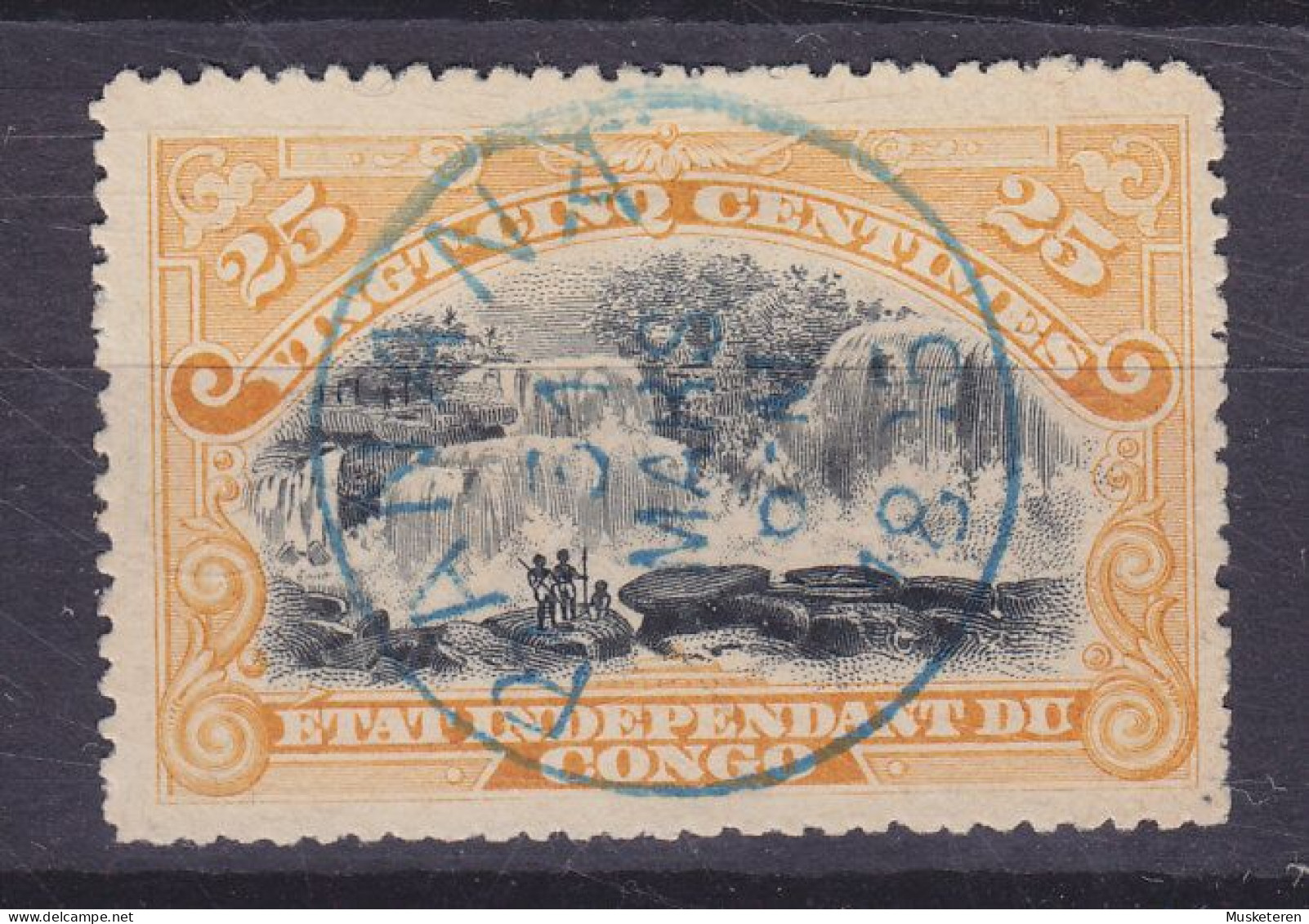 Belgian Congo 1894-1900 Mi. 16, 25c. Inkissi Waterfall (Purple) Deluxe BANANA  1895 Cancel !! (2 Scans) - Used Stamps