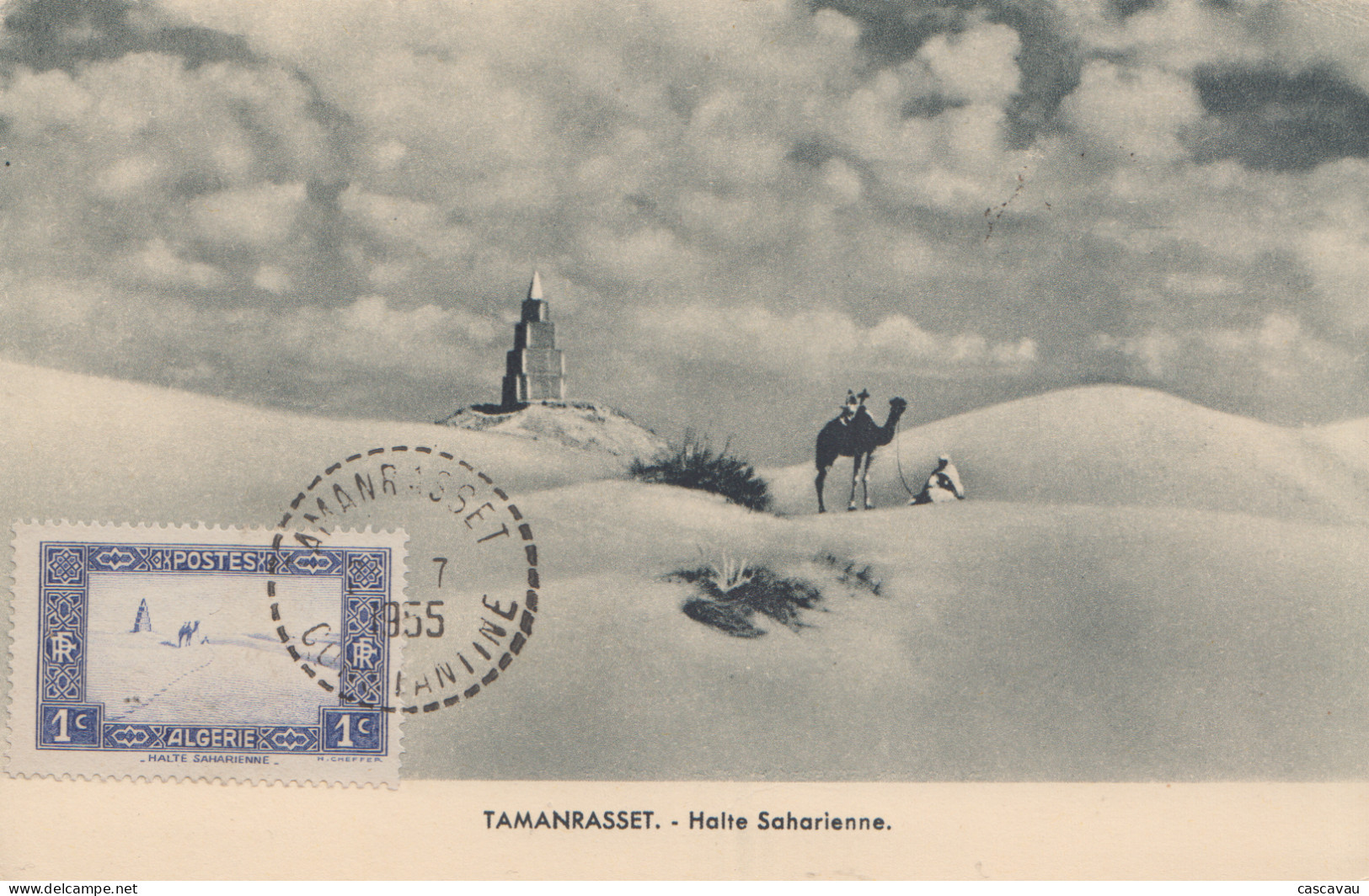 Carte   Maximum     ALGERIE   Halte  Saharienne   TAMANRASSET   1955 - Cartoline Maximum