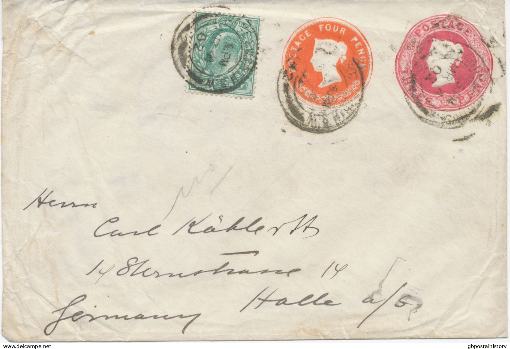 GB 4.3.1902, Very Fine QV 4d Orange And 3d Lake Stamped To Order Compound Postal Stationery Envelope (watermarked Paper, - Storia Postale