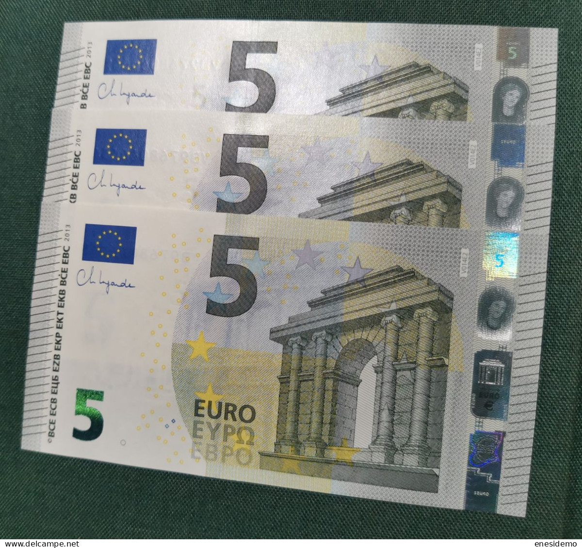 5 EURO SPAIN 2013 LAGARDE V014E2 VB SC FDS CORRELATIVE TRIO UNCIRCULATED PERFECT - 5 Euro