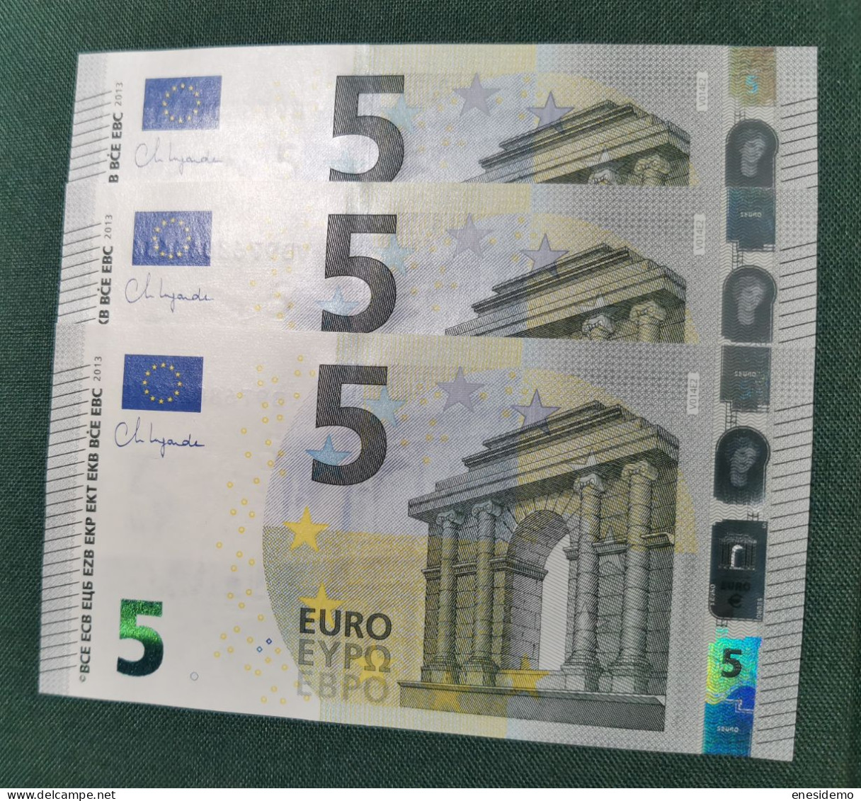 5 EURO SPAIN 2013 LAGARDE V014E2 VB SC FDS CORRELATIVE TRIO UNCIRCULATED PERFECT - 5 Euro