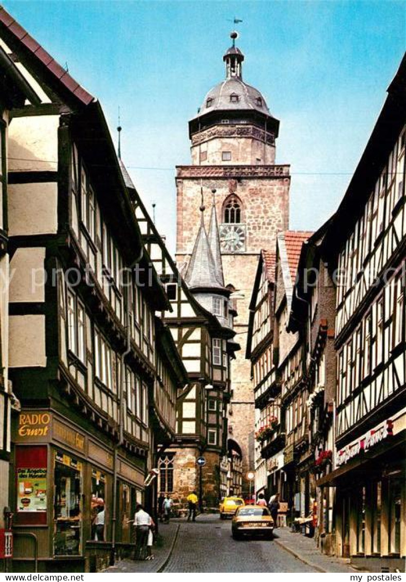 73226095 Alsfeld Obere Fuldergasse Fachwerk Mit Kirchturm Alsfeld - Alsfeld