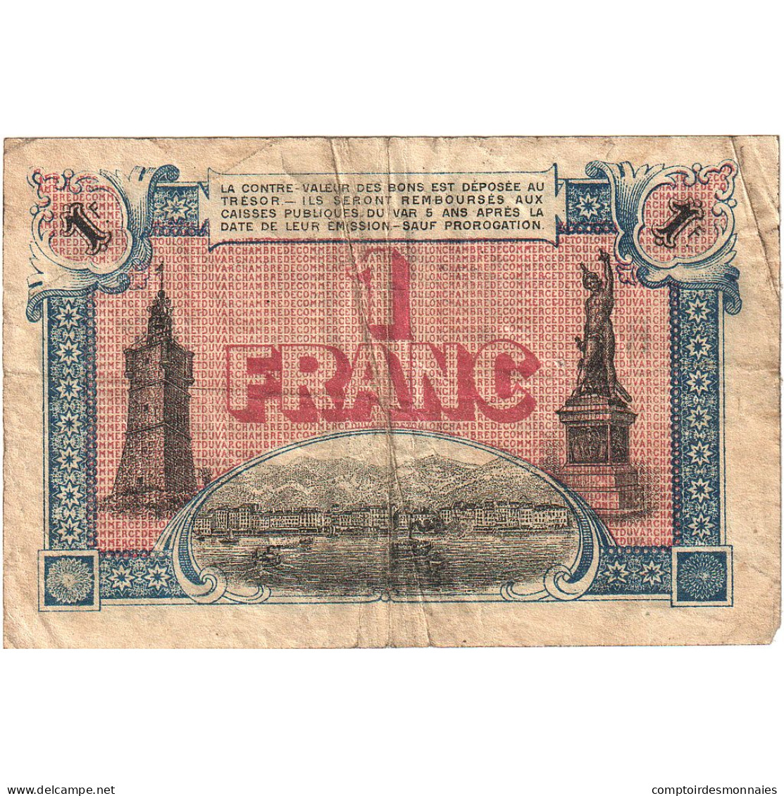 France, Toulon, 1 Franc, 1919, Chambre De Commerce, TB, Pirot:121-4 - Chamber Of Commerce