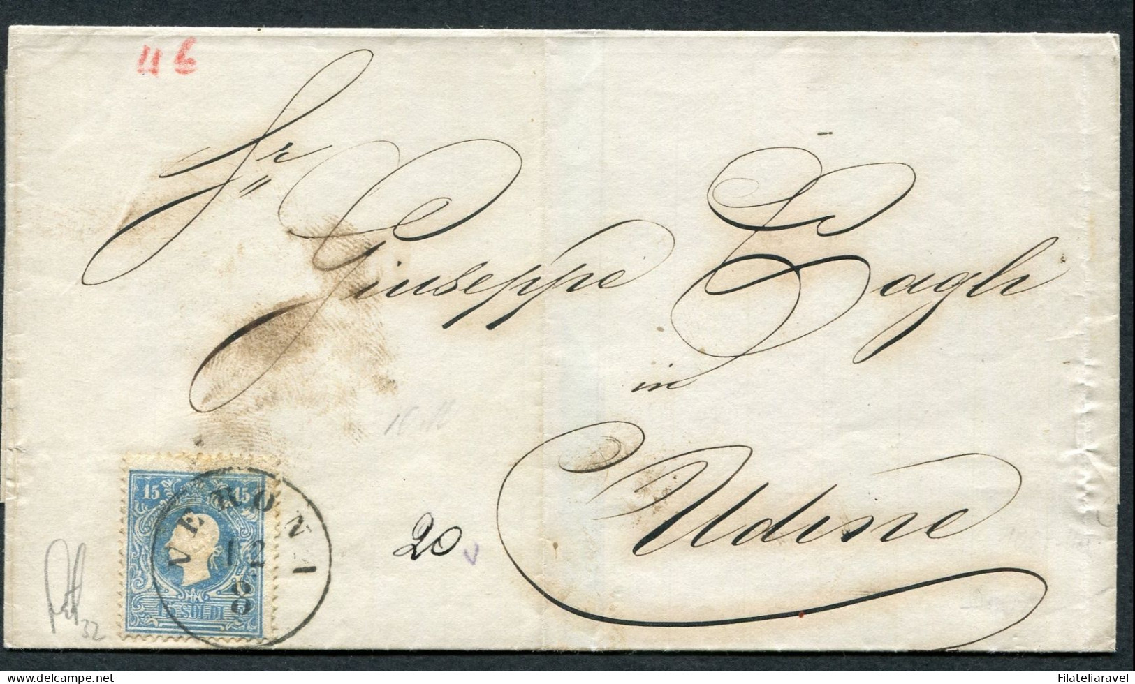 Ltr 1859 - Lombardo Veneto - Involucro Di Lettera Da Verona Per Udine Il 12 Agosto 1859 - Lombardo-Venetien