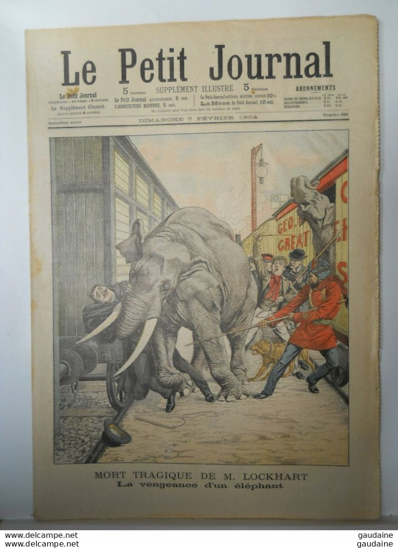 LE PETIT JOURNAL N°690 - 7 FEVRIER 1904 - MORT TRAGIQUE DE M. LOCKHART PAR UN ELEPHANT - CIRQUE - Le Petit Journal