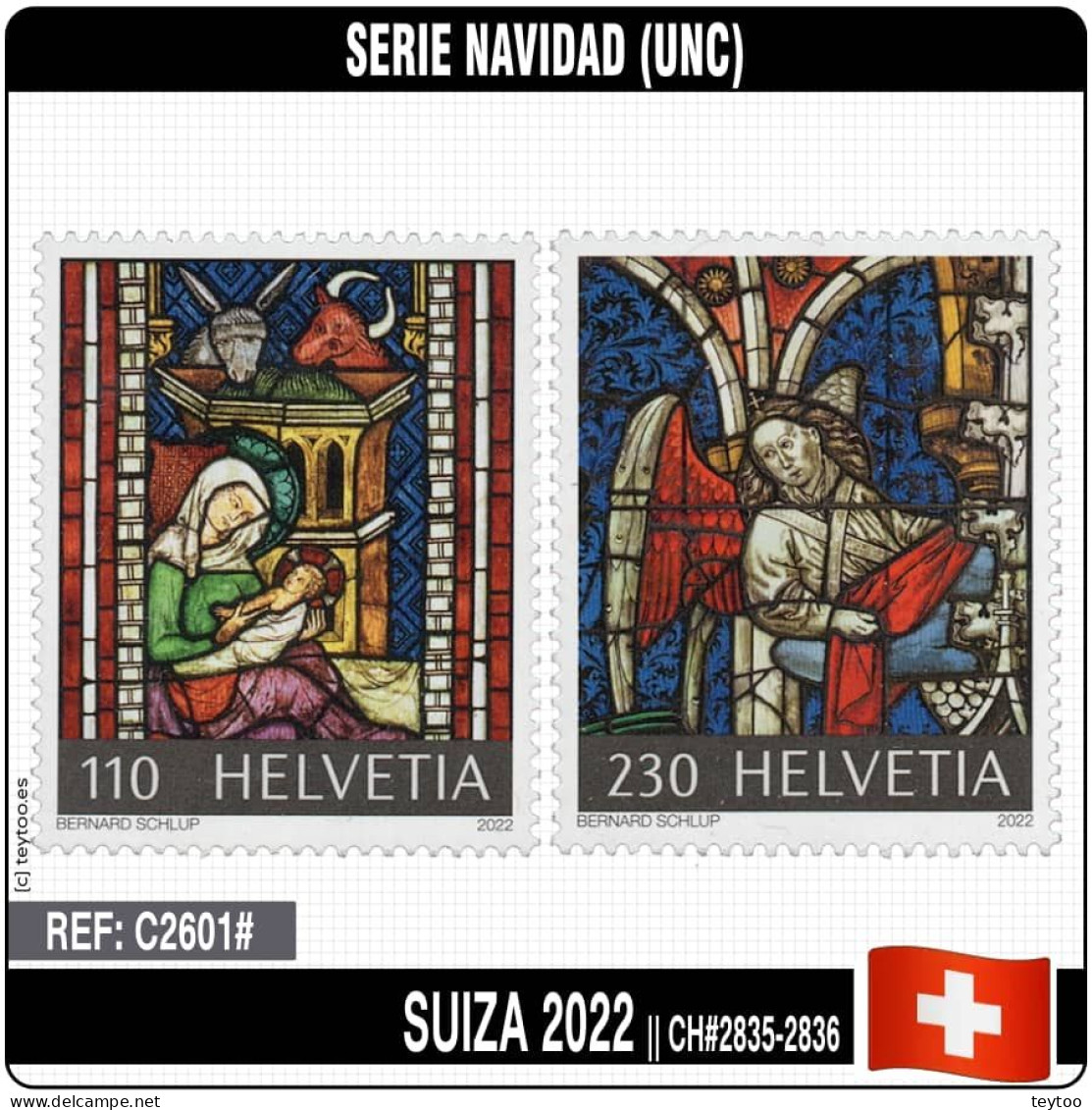 C2601# Suiza 2022. Serie Navidad. Arte Sacro (MNH) MI#2835-2836 - Neufs