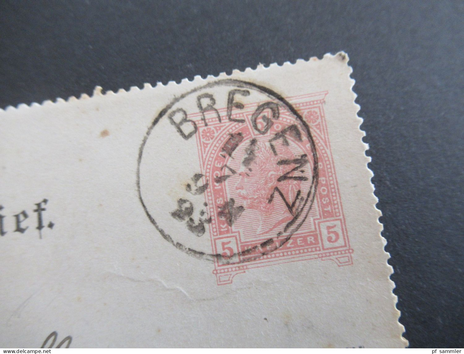 Österreich 1893 Kartenbrief 5 Kreuzer Stempel K1 Bregenz Nach Pforzheim Mit Ank. Gitterstempel Pforzheim - Streifbänder