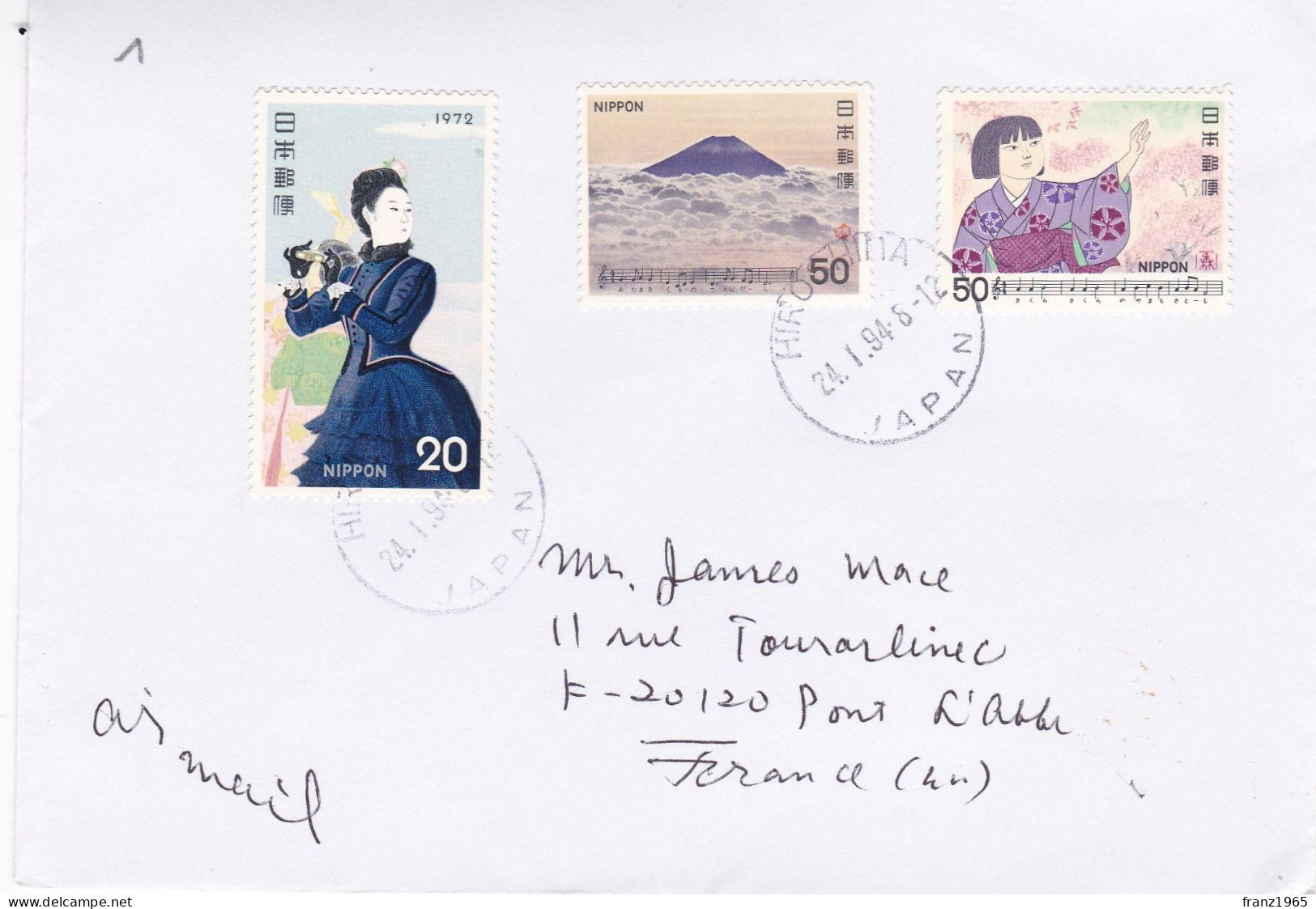 From Japan To France - 1994 - Brieven En Documenten