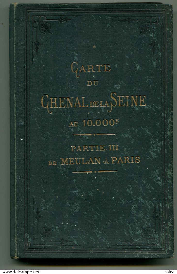 Batellerie VUILLAUME Carte du chenal de la Seine de Rouen à Paris au 1.10.000° 1899 complet en 3 volumes