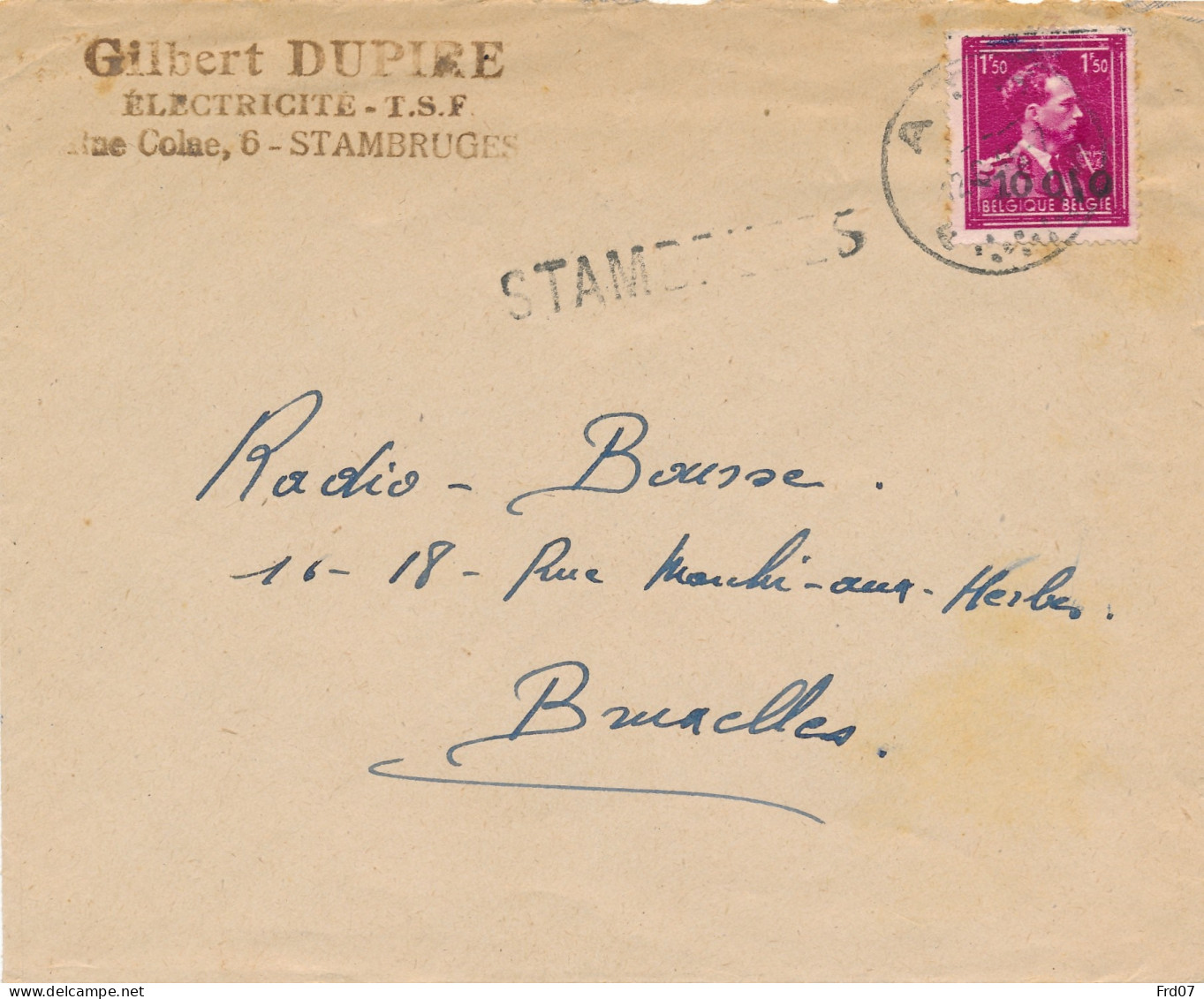 724N Sur Lettre Avec Griffe Stambruges Via Ath Vers Bruxelles 12-6-1946  - 1946 -10%