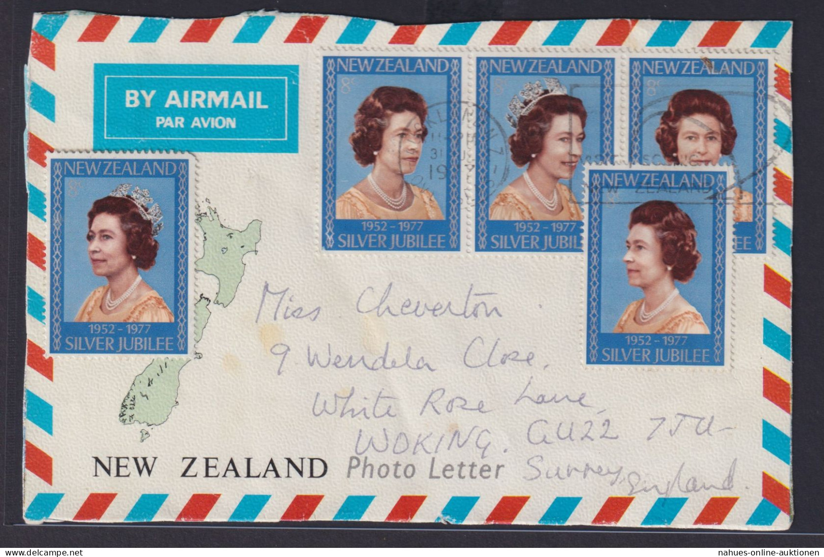 Neuseeland Luftpost Briefvorderseite Queen Elisabeth Auckland Nach Woking - Covers & Documents