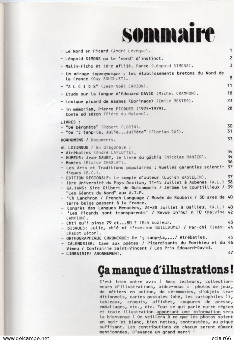 CHTIPICAR  Simons Ou Le  NORD D'Instinct DOCUMENT N°1 Année 1980 ART HISTOIRE TRADITION 50 Pages - Picardie - Nord-Pas-de-Calais