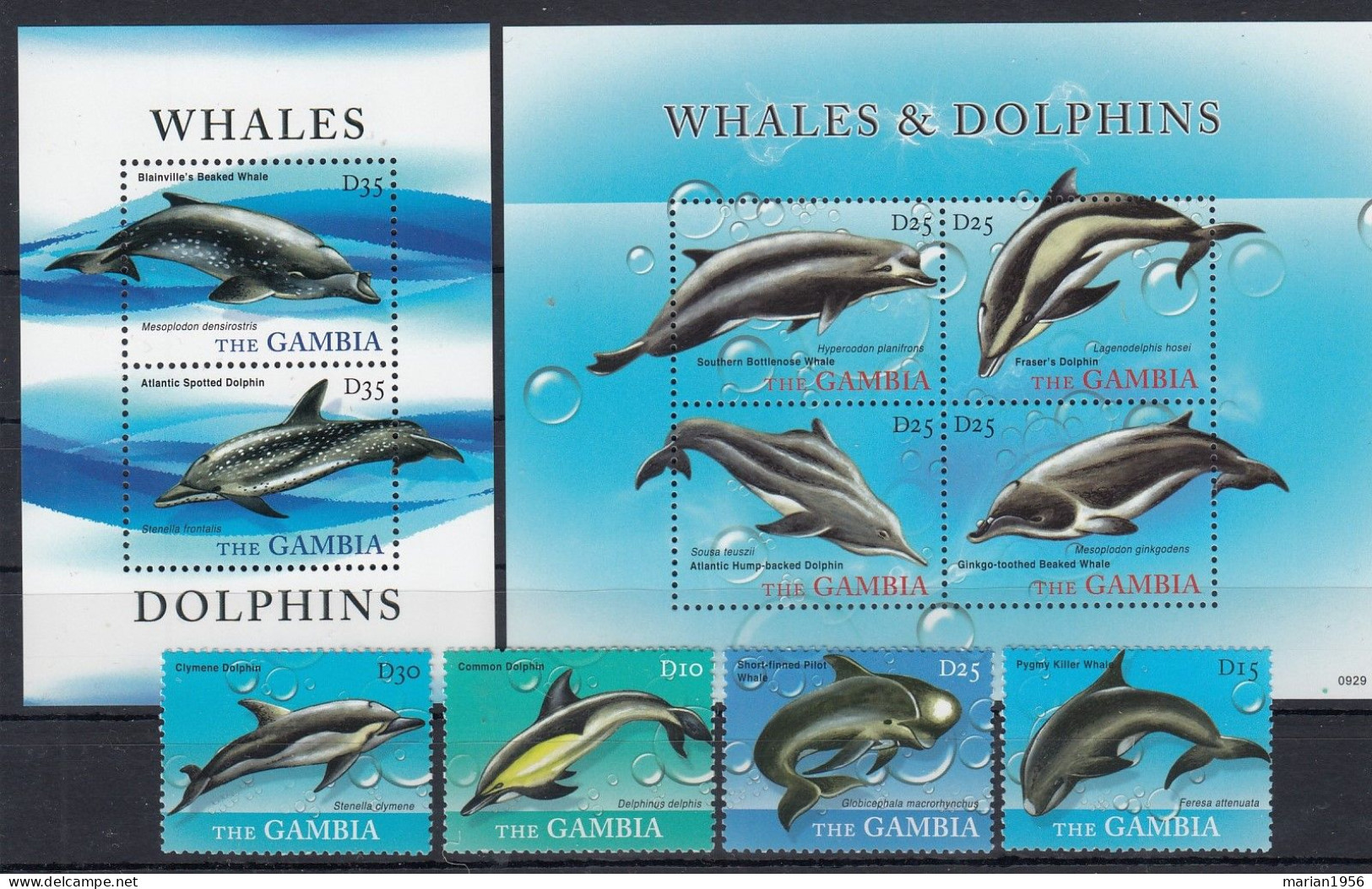 Gambia - BALEINES Et DAUPHINS - 2 BL + Serie - MNH - Dolphins