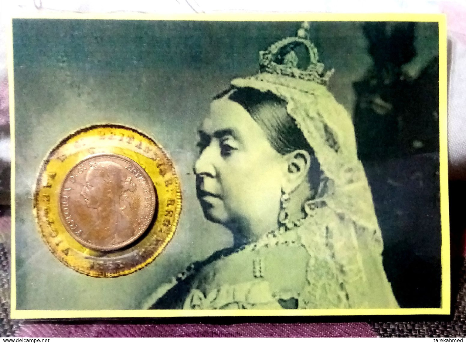 Numismatic Card Of Queen Victoria, Lady Of The Colonies With Her Platted Old Penny, Unique, The Only Copy Of This Releas - Kolonien