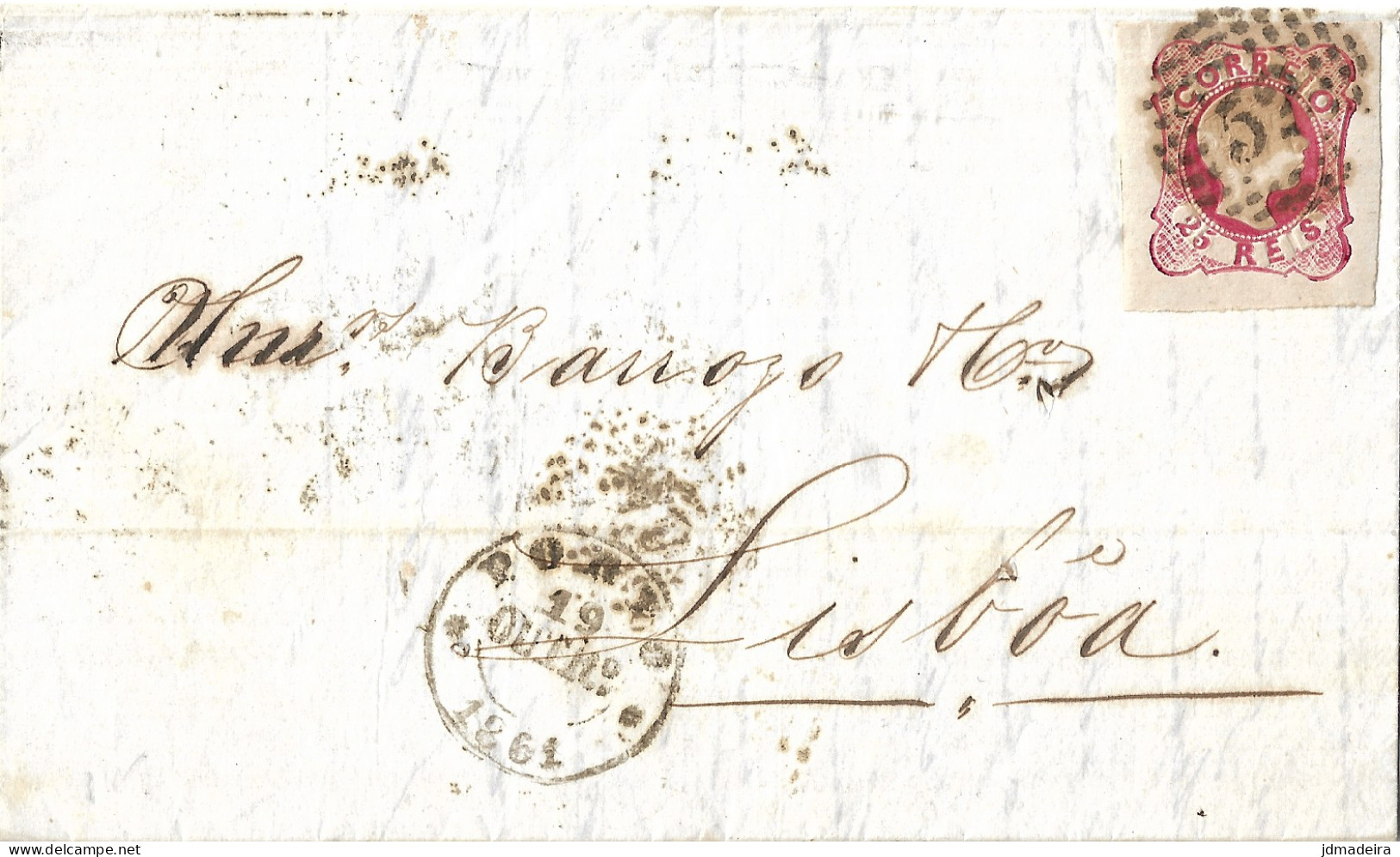 Portugal Cover From Porto To Lisboa With King Pedro 25 Réis Stamp - Lettres & Documents