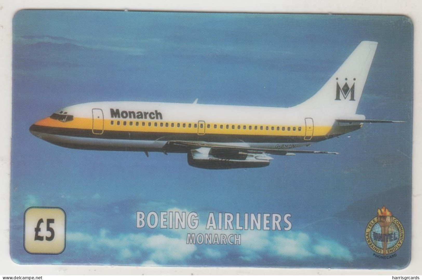 UK - Boeing Arliners - Monarch (UT 0023) , Unitel Boeing Airliners , 5£, Mint, FAKE - Altri & Non Classificati