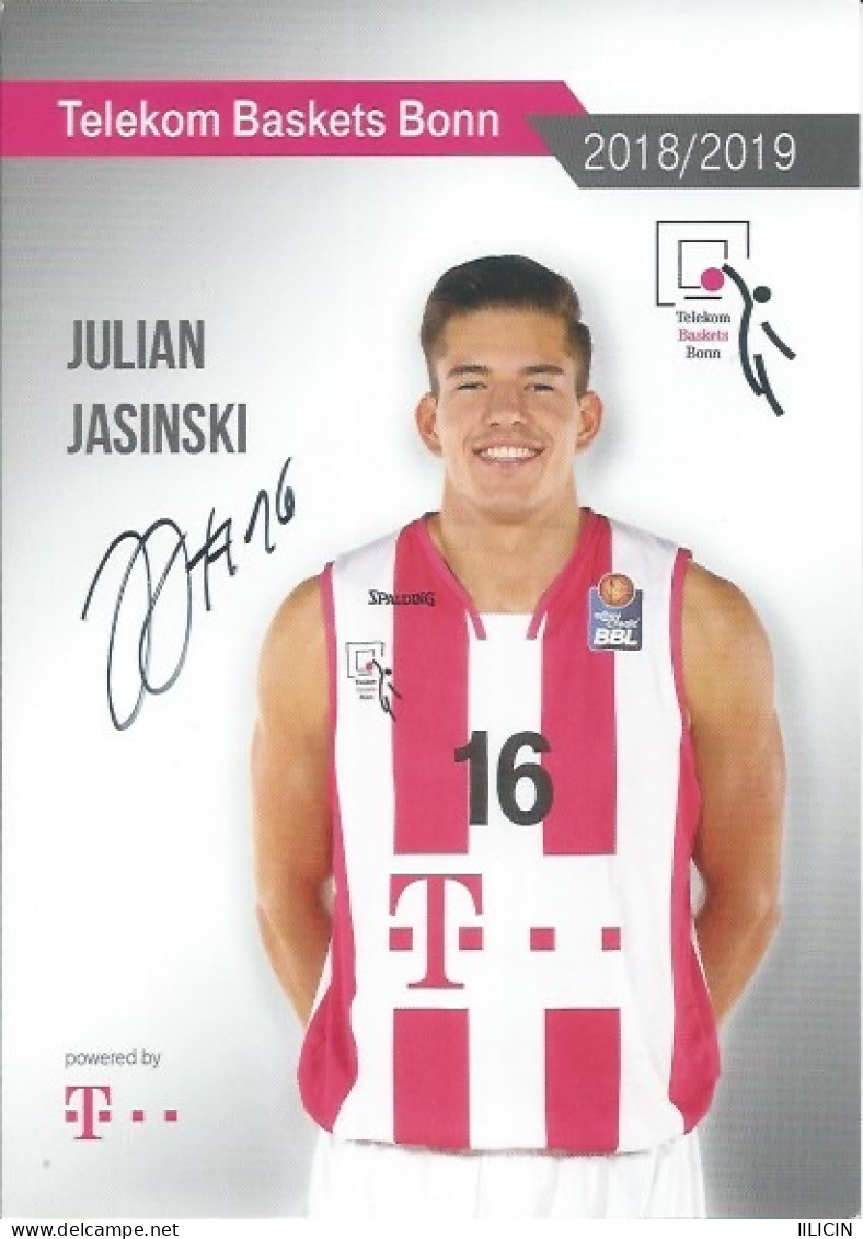 Trading Cards KK000592 - Basketball Germany Telekom Baskets Bonn 10.5cm X 15cm HANDWRITTEN SIGNED: Julian Jasinski - Bekleidung, Souvenirs Und Sonstige