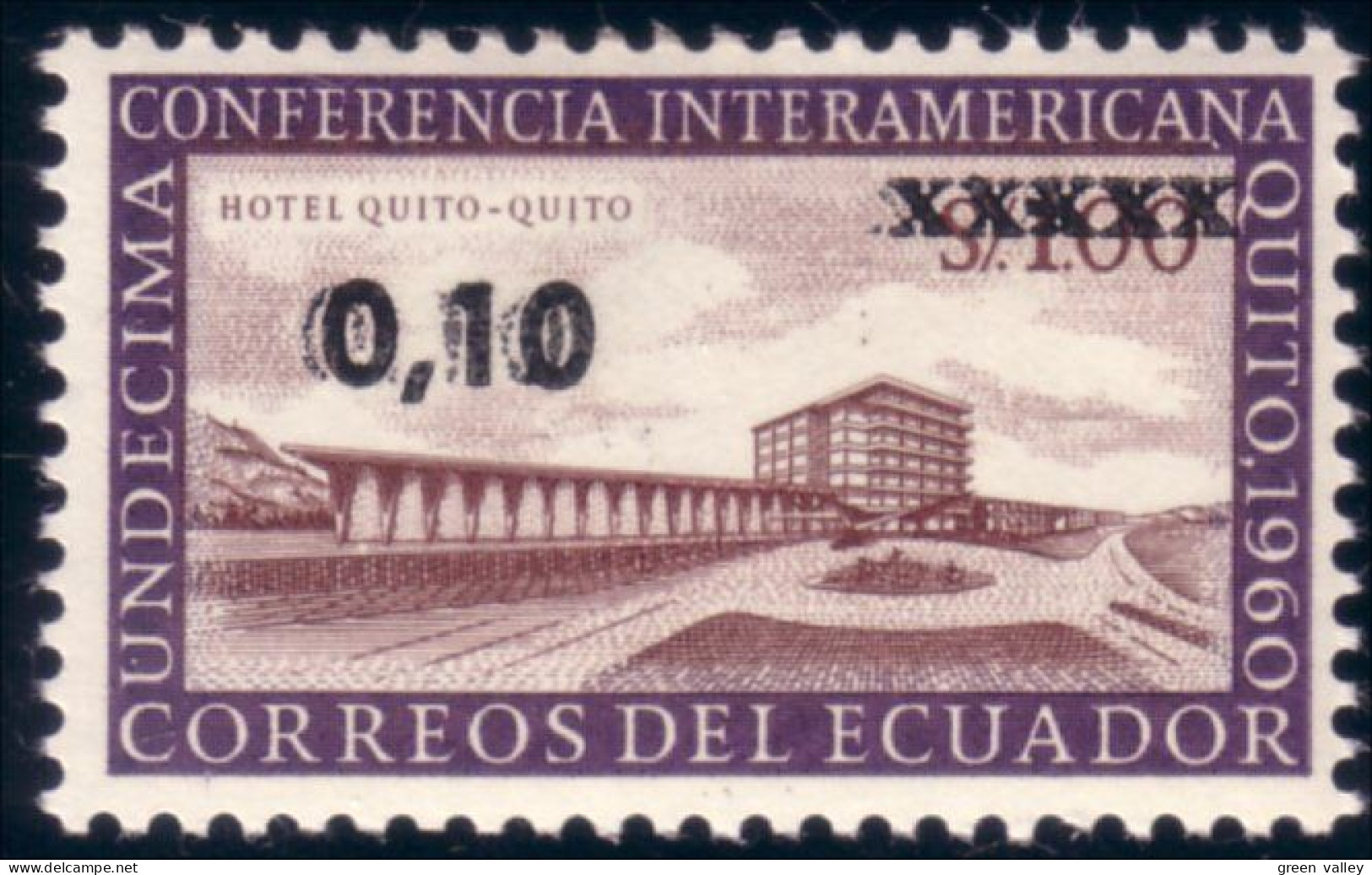 314 Equateur Surcharge Error Double Printing MH * Neuf Ch (ECU-3) - Winter 1964: Innsbruck