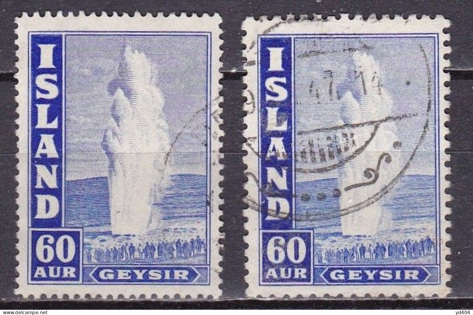 IS036C – ISLANDE – ICELAND – 1943-47 – THE GREAT GEYSER – SC # 208A/Ac USED 12 € - Gebraucht