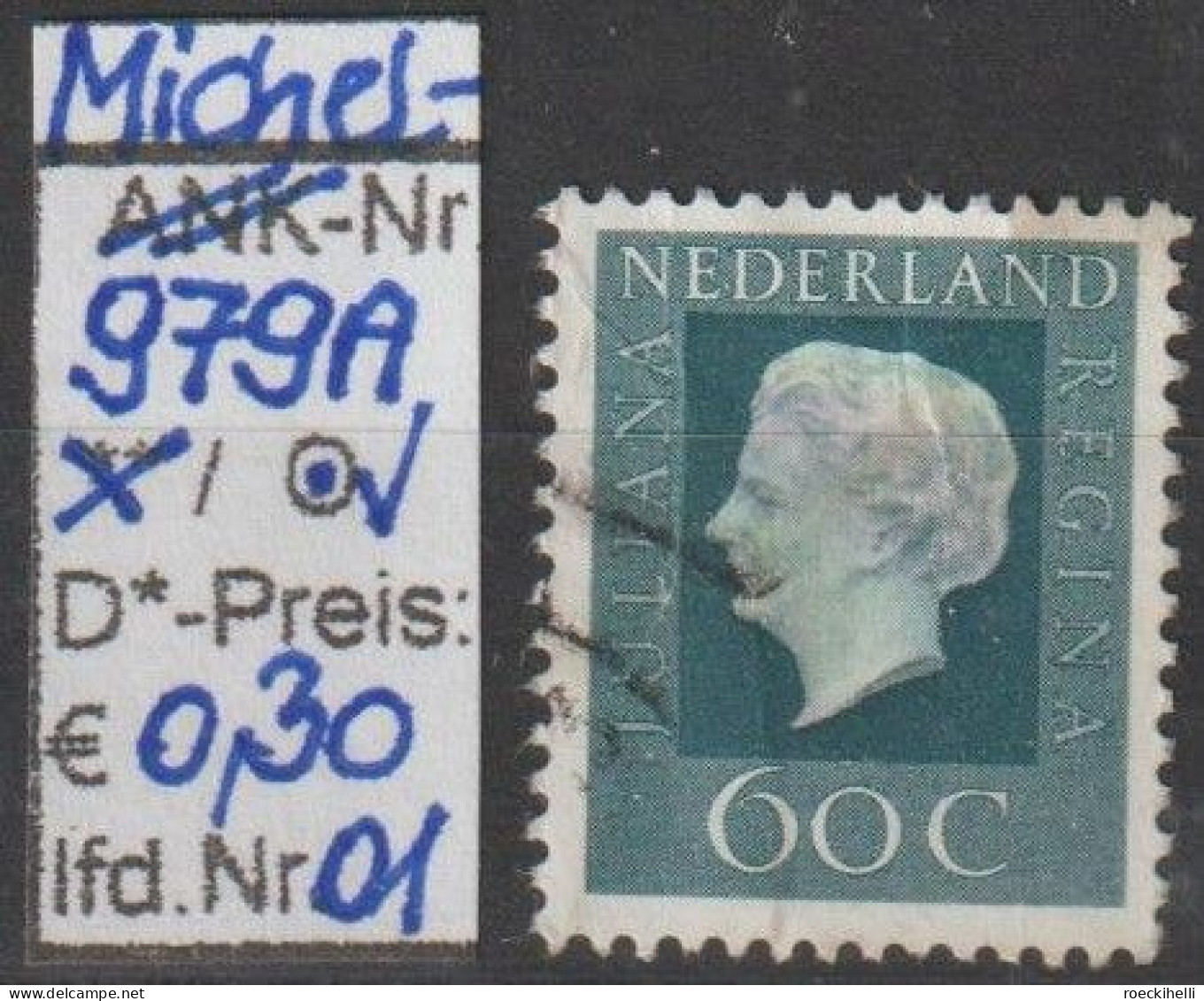 1972 - NIEDERLANDE - FM/DM "Königin Juliana" 60 C Dkl'graublau - O Gestempelt - S. Scan (979Ao 01-09 Nl) - Gebraucht