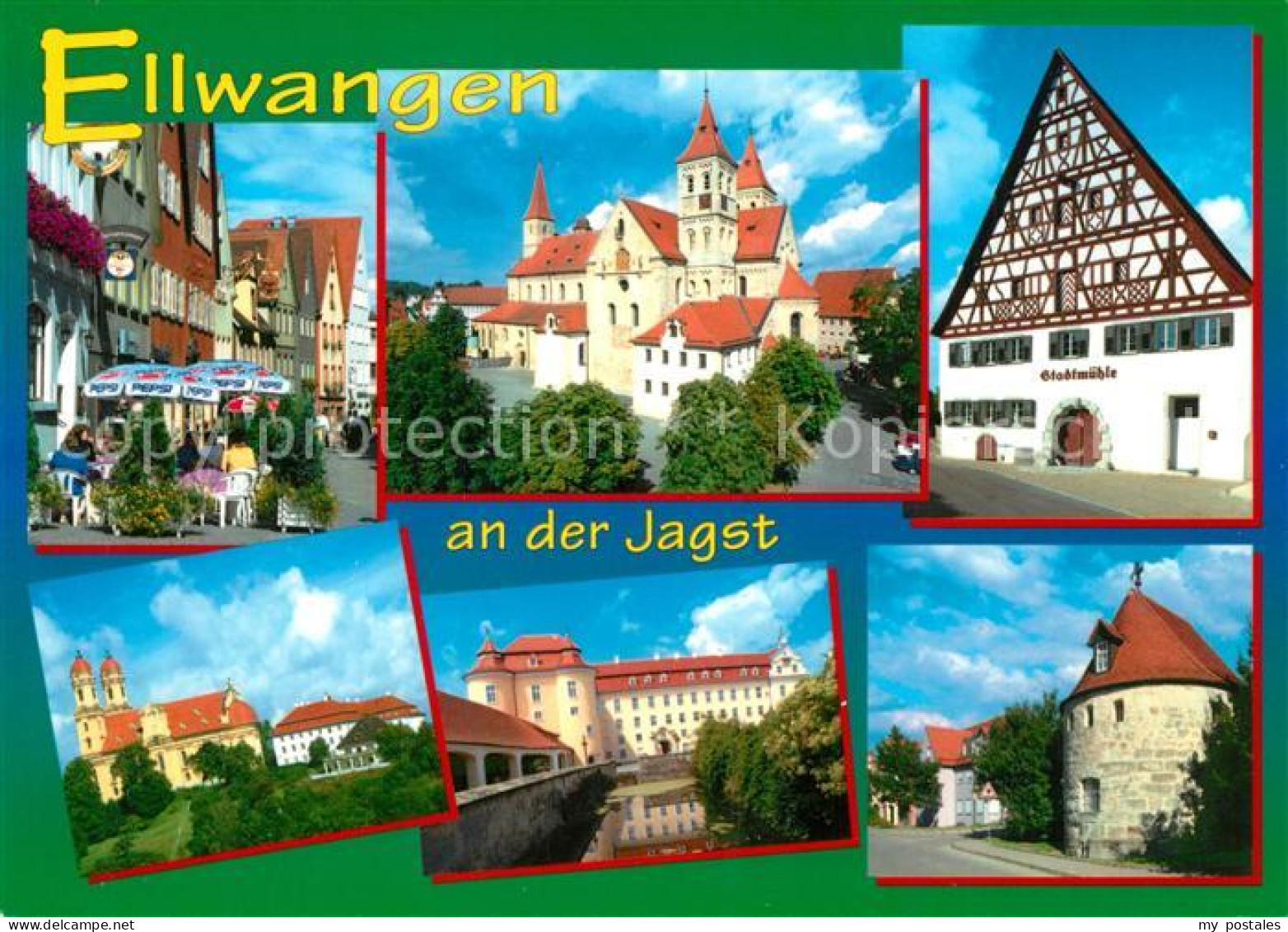 73267563 Ellwangen Jagst Strassencafe Kirchen Stadtmuehle Schloss Stadtturm Ellw - Ellwangen