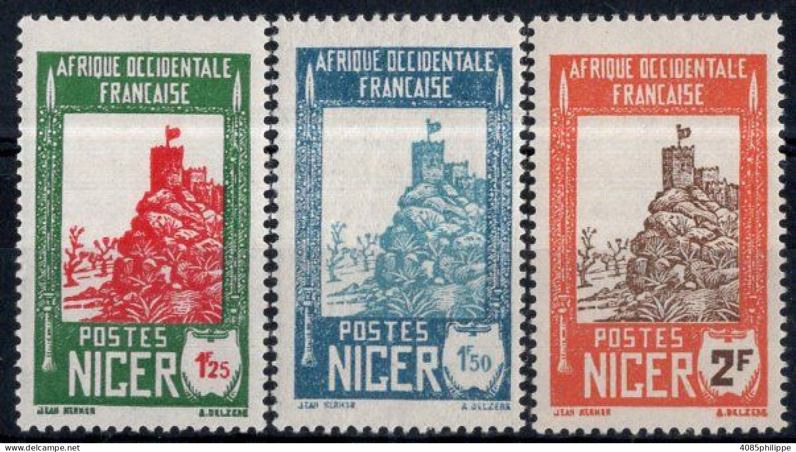 NIGER Timbres-poste N°46A*, 47* & 48* Neufs Charnières Cote : 3€50 - Unused Stamps