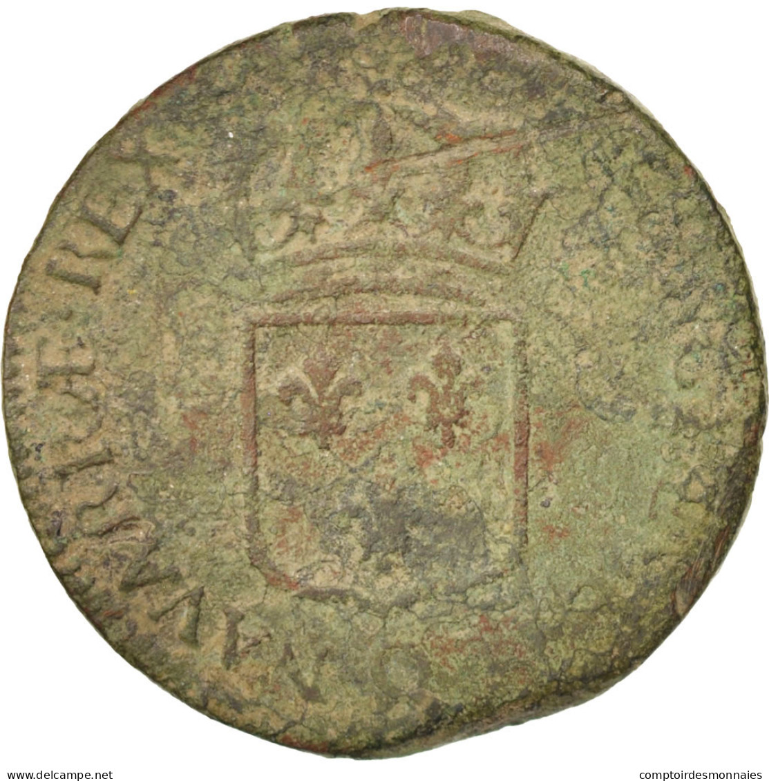 Monnaie, France, Sol, 1734, Perpignan, B, Cuivre, Gadoury:276 - 1715-1774 Louis XV Le Bien-Aimé