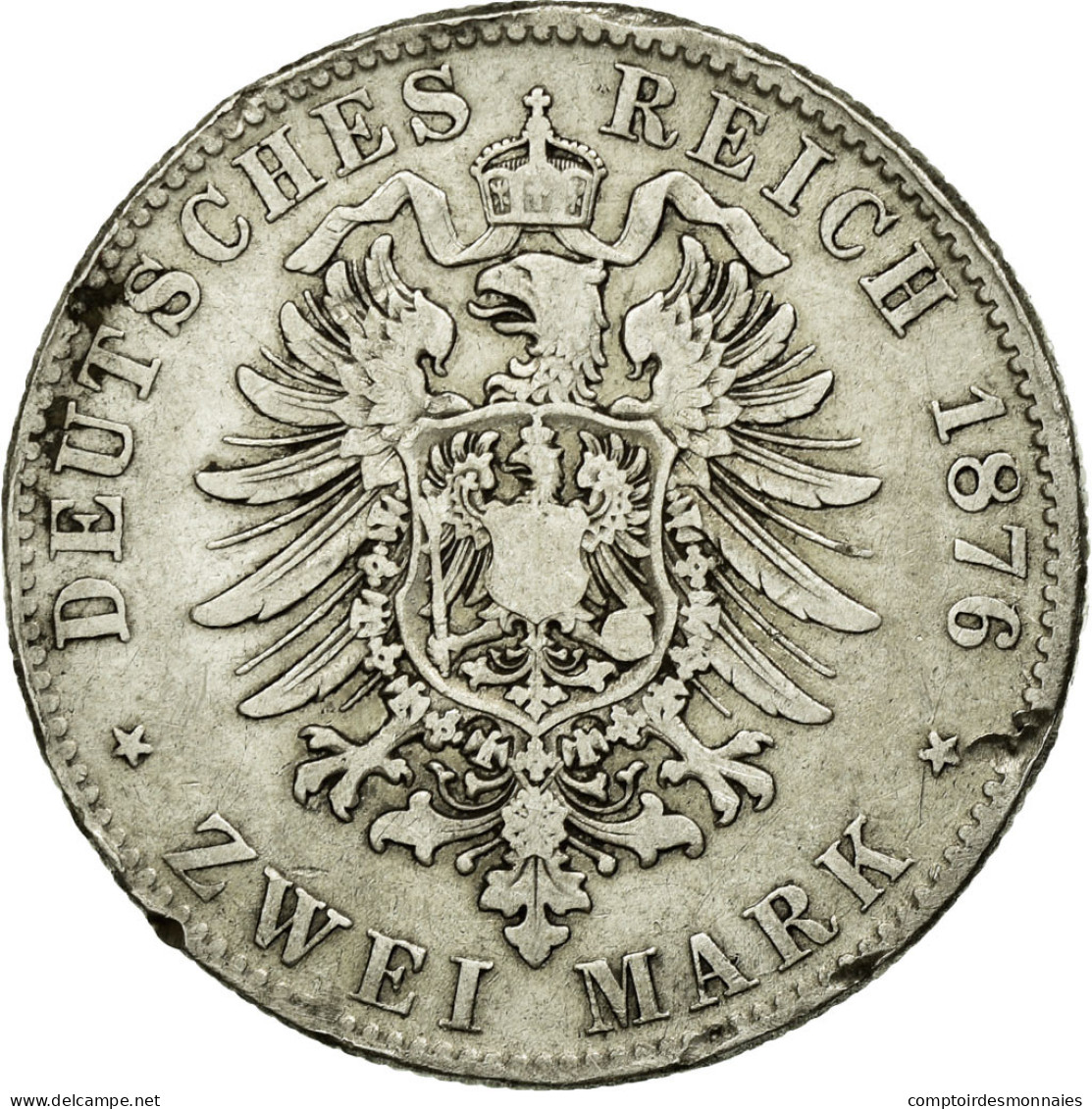 Monnaie, Etats Allemands, BAVARIA, Ludwig II, 2 Mark, 1876, Munich, TTB, Argent - Other & Unclassified