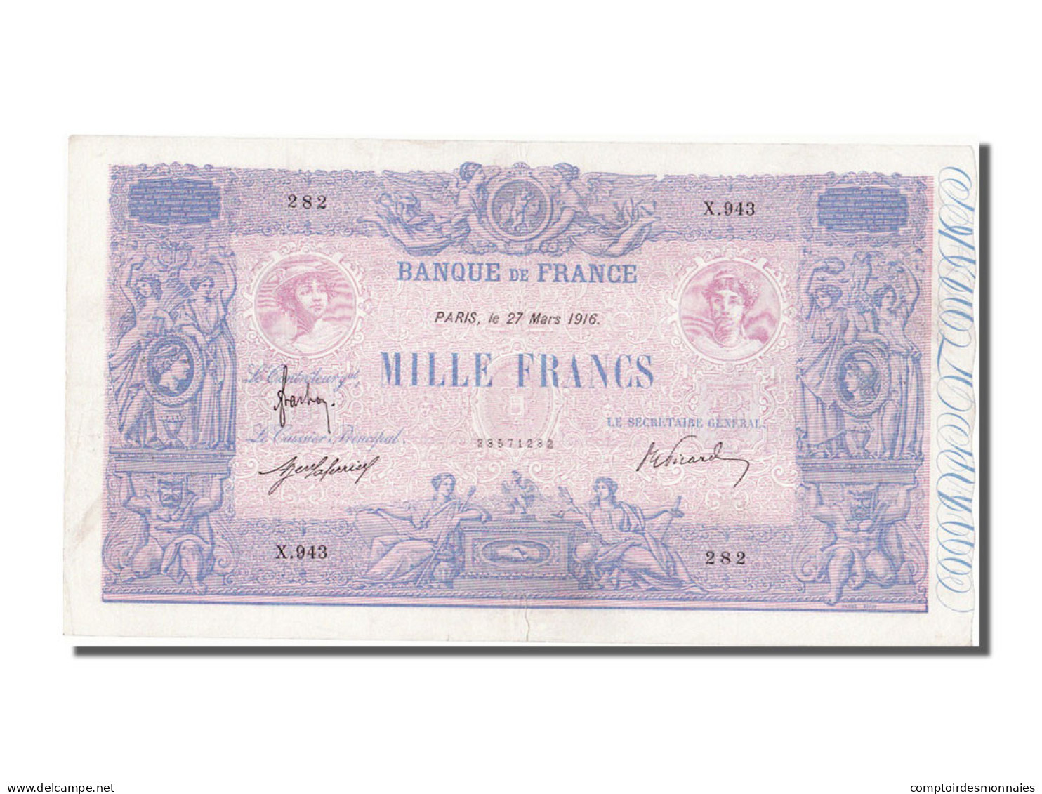 Billet, France, 1000 Francs, 1 000 F 1889-1926 ''Bleu Et Rose'', 1916 - 1 000 F 1889-1926 ''Bleu Et Rose''