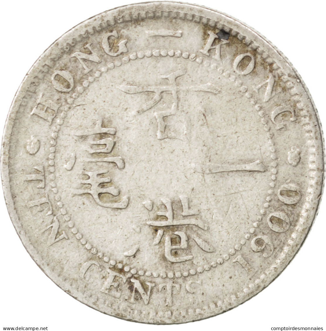 Monnaie, Hong Kong, Victoria, 10 Cents, 1900, TB+, Argent, KM:6.3 - Hongkong