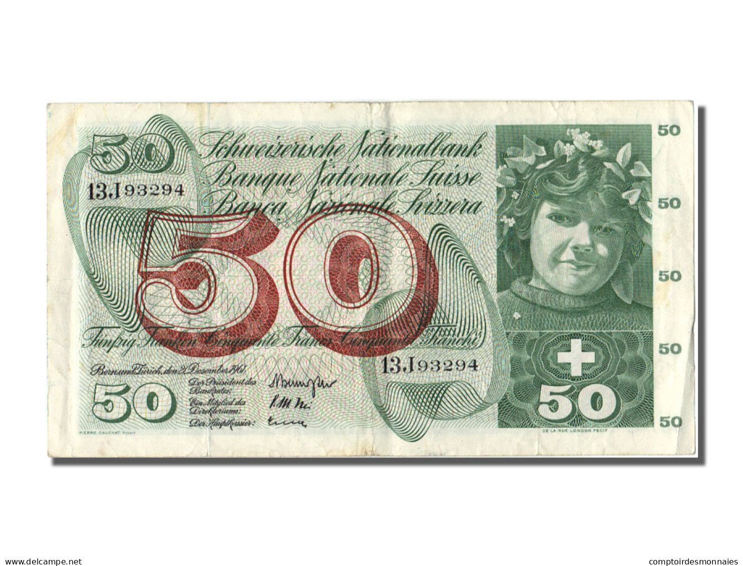 Billet, Suisse, 50 Franken, 1961, 1961-12-21, TTB - Suisse