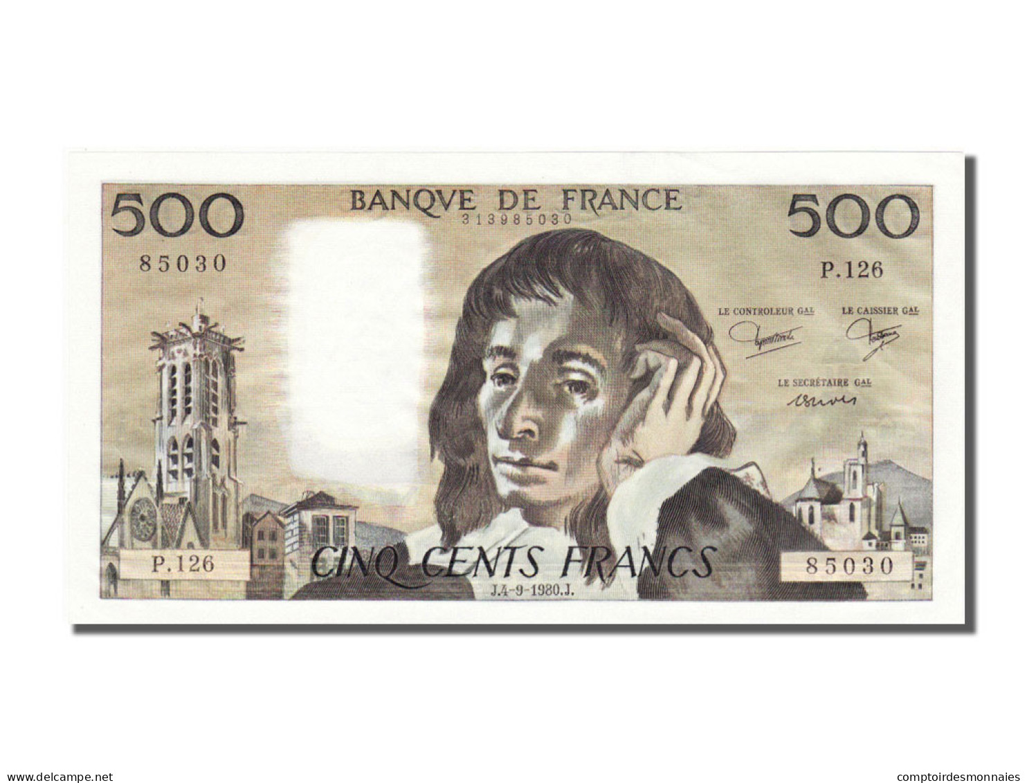 Billet, France, 500 Francs, 500 F 1968-1993 ''Pascal'', 1980, 1980-09-04, NEUF - 500 F 1968-1993 ''Pascal''