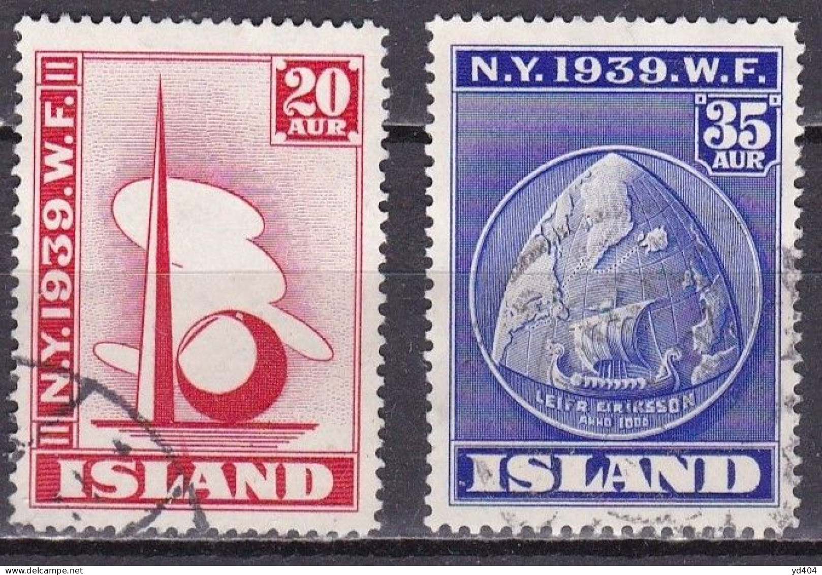 IS038C – ISLANDE – ICELAND – 1939 – NEW-YORK WORLD FAIR – SG # 238/9 USED 10 € - Used Stamps
