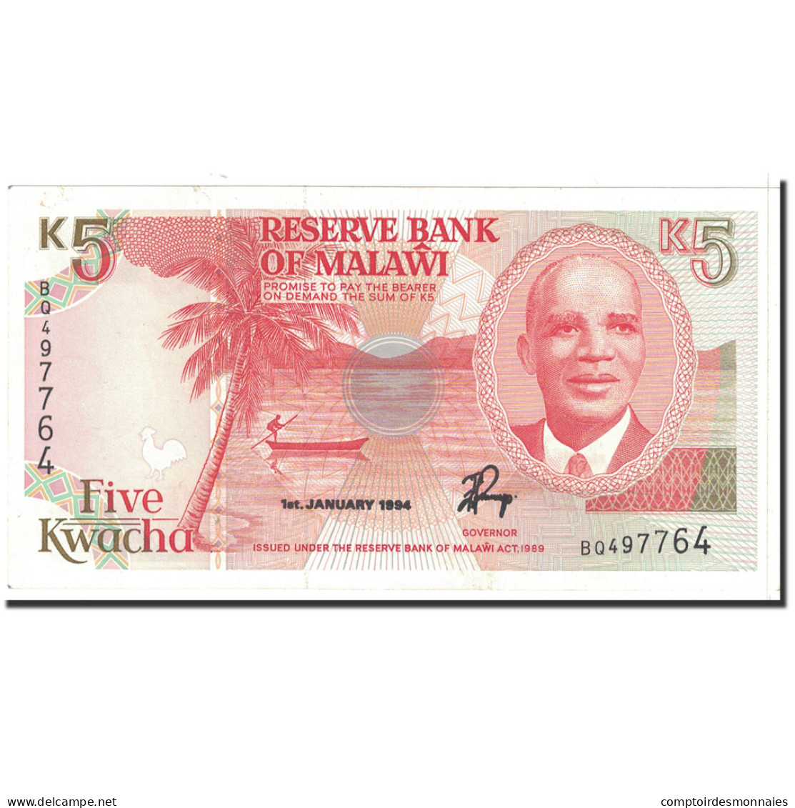 Billet, Malawi, 5 Kwacha, 1994, 1994-01-01, KM:24b, SPL - Malawi