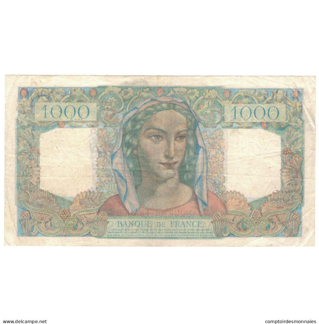 France, 1000 Francs, Minerve Et Hercule, 1945, R.1, TTB, Fayette:41.01, KM:130a - 1 000 F 1945-1950 ''Minerve Et Hercule''