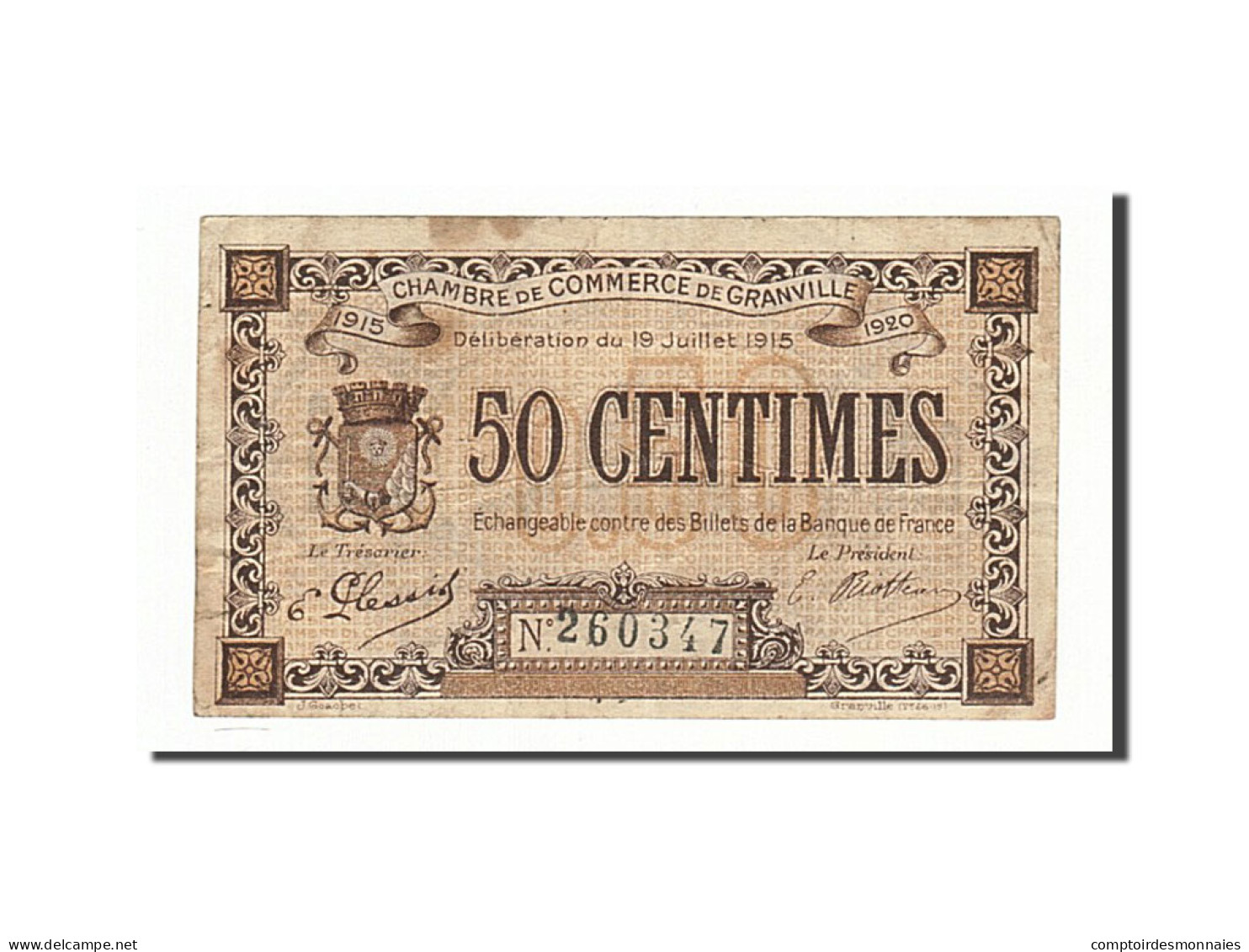 Billet, France, Granville, 50 Centimes, 1915-07-19, TB+, Pirot:60-1 - Chambre De Commerce