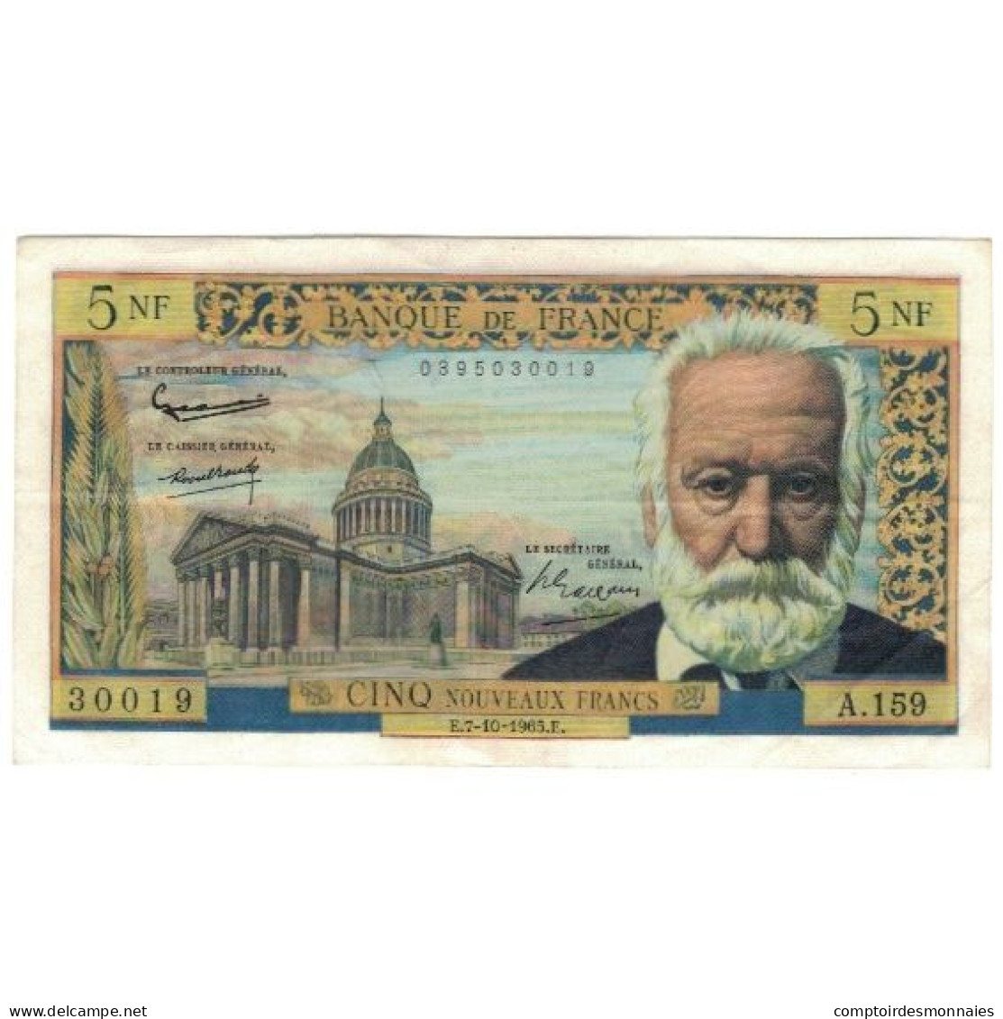 France, 5 Nouveaux Francs, Victor Hugo, 1965, 1965-10-07, TTB+, Fayette:56.20 - 5 NF 1959-1965 ''Victor Hugo''