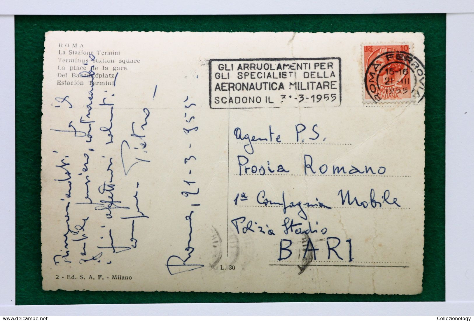 CARTOLINA POSTALE VIAGGIATA 1955 ROMA (ROMA), LAZIO, ITALIA: LA STAZIONE TERMINI 0089 POSTCARD - Stazione Termini