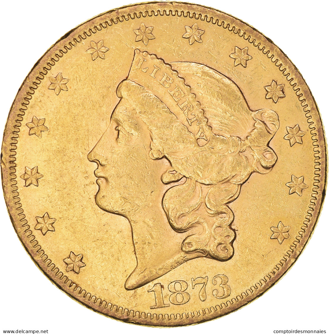Monnaie, États-Unis, Liberty Head, $20, Double Eagle, 1873, U.S. Mint - 20$ - Double Eagle - 1877-1901: Coronet Head