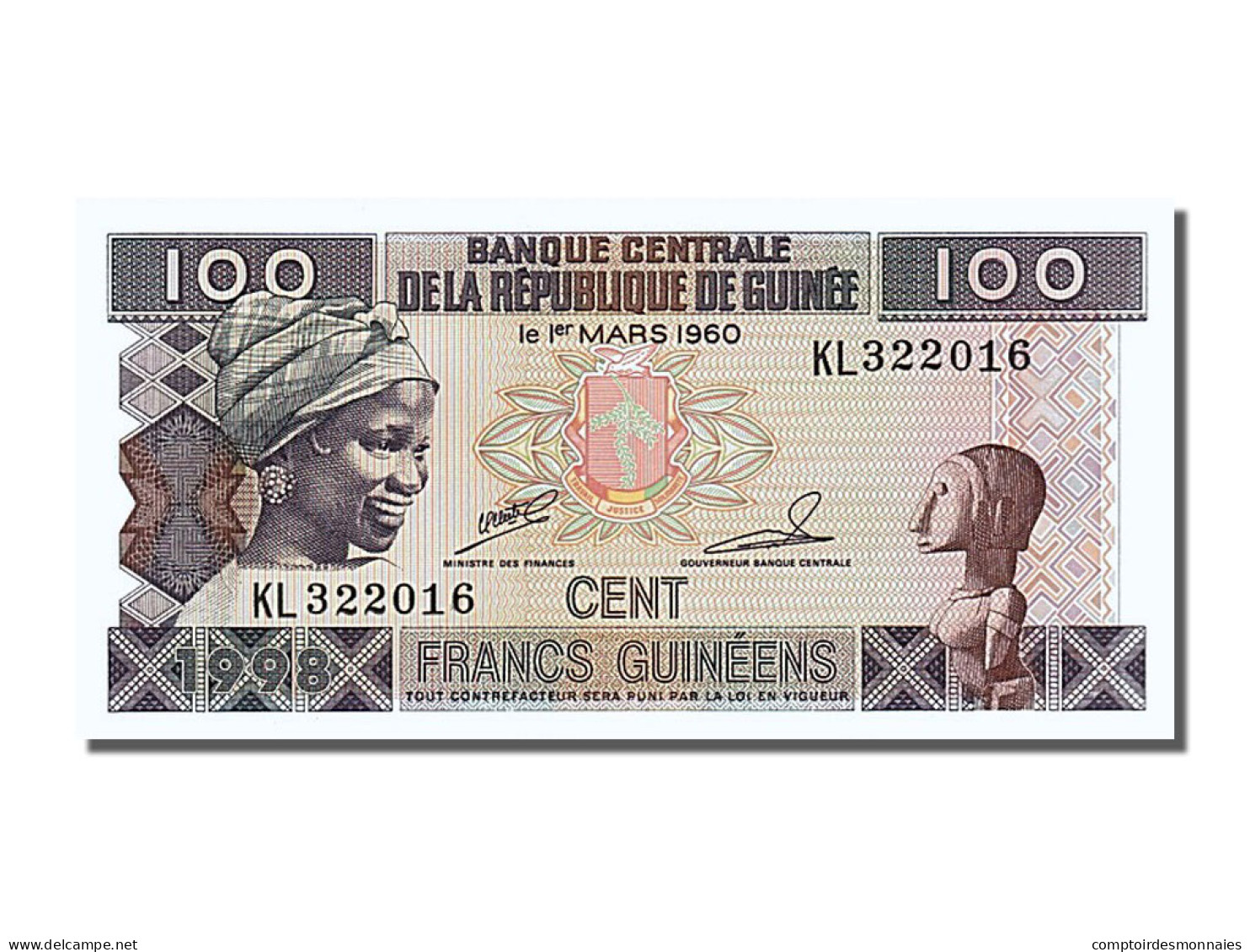 Billet, Guinea, 100 Francs, 1998, NEUF - Guinea