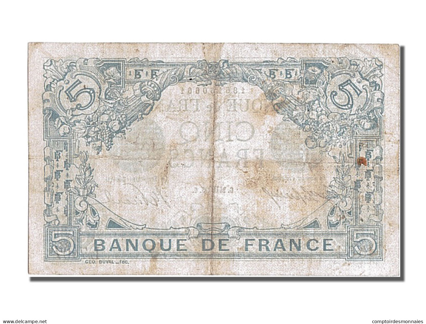 Billet, France, 5 Francs, 5 F 1912-1917 ''Bleu'', 1915, 1915-08-24, TTB+ - 5 F 1912-1917 ''Bleu''