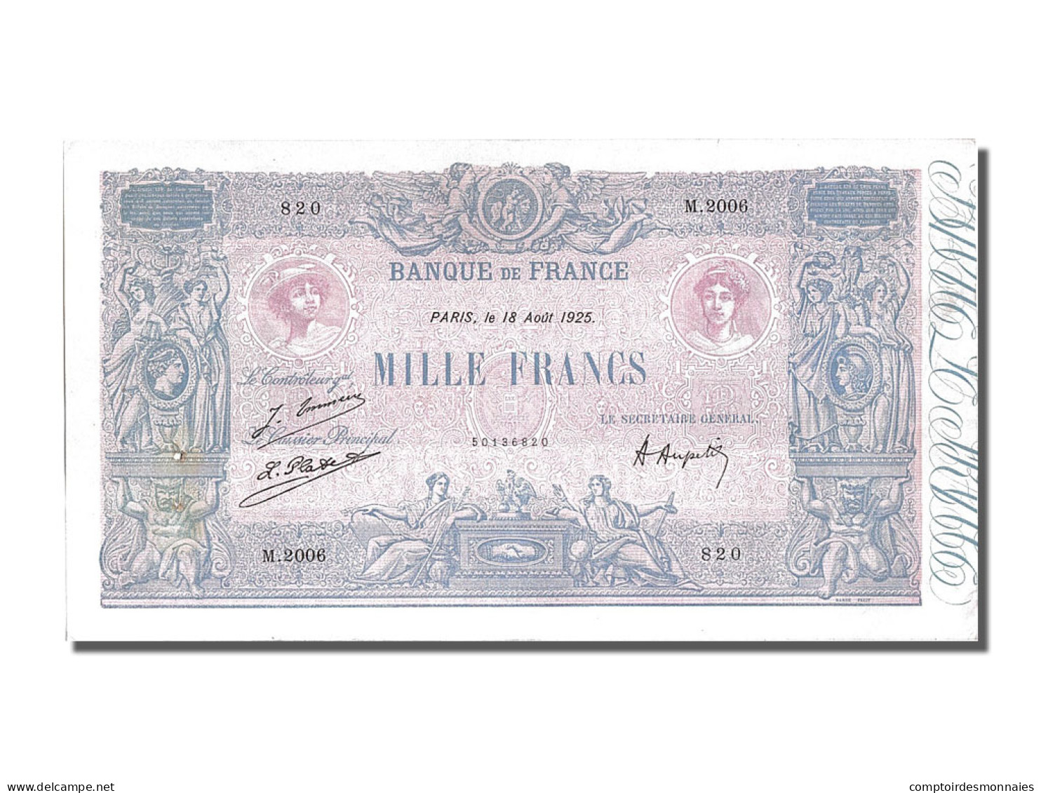 Billet, France, 1000 Francs, 1 000 F 1889-1926 ''Bleu Et Rose'', 1925 - 1 000 F 1889-1926 ''Bleu Et Rose''