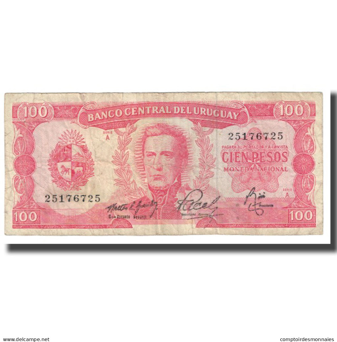 Billet, Uruguay, 100 Pesos, KM:47a, TB - Uruguay