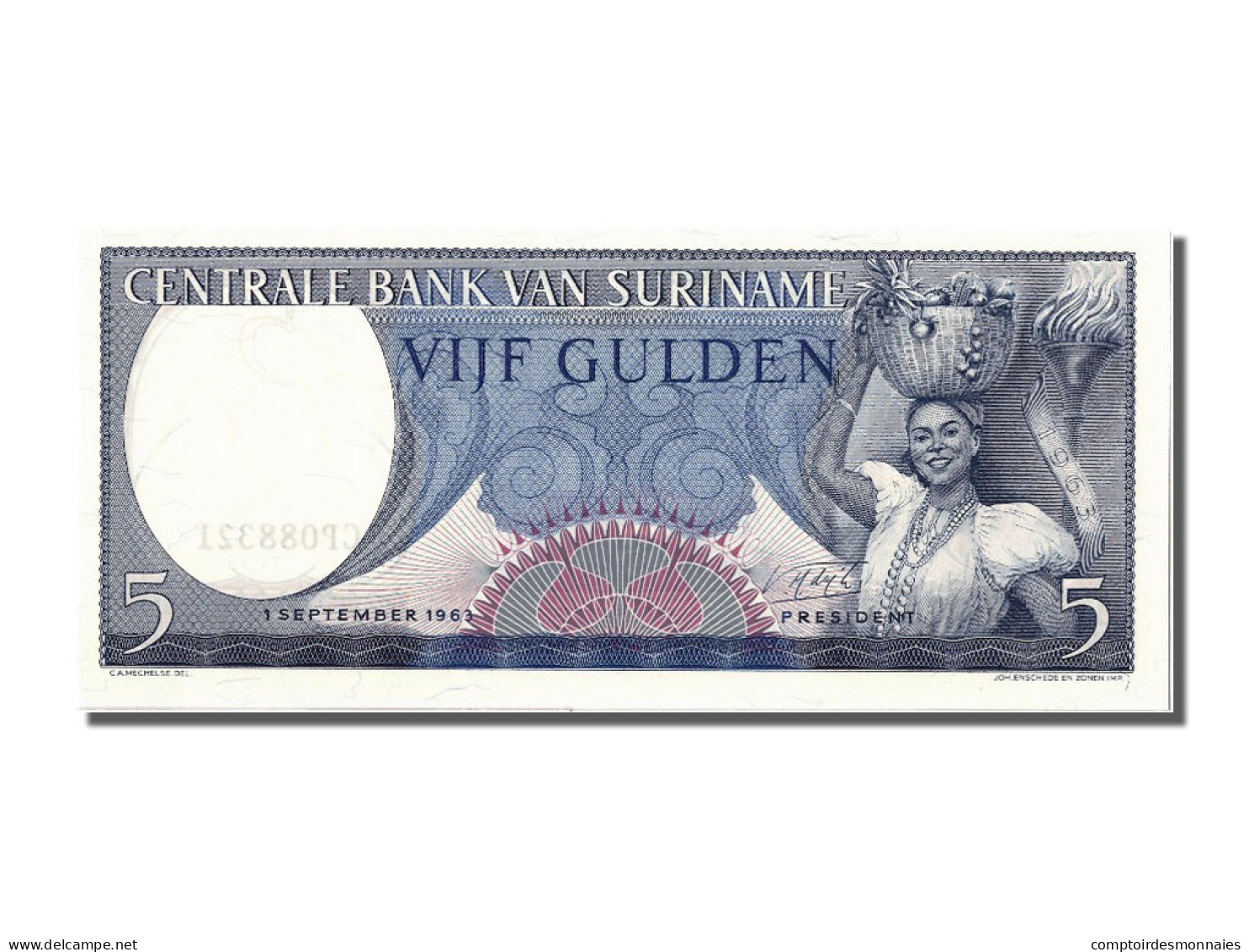 Billet, Suriname, 5 Gulden, 1963, 1963-09-01, NEUF - Surinam