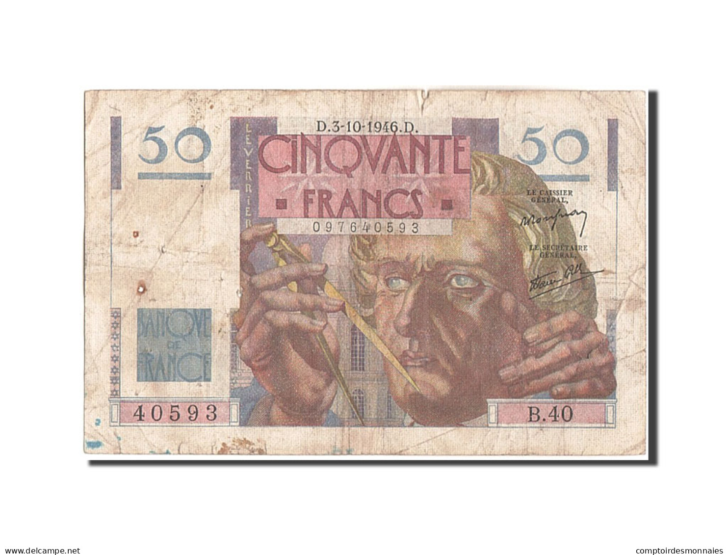 Billet, France, 50 Francs, 50 F 1946-1951 ''Le Verrier'', 1946, 1946-10-03, TB - 50 F 1946-1951 ''Le Verrier''