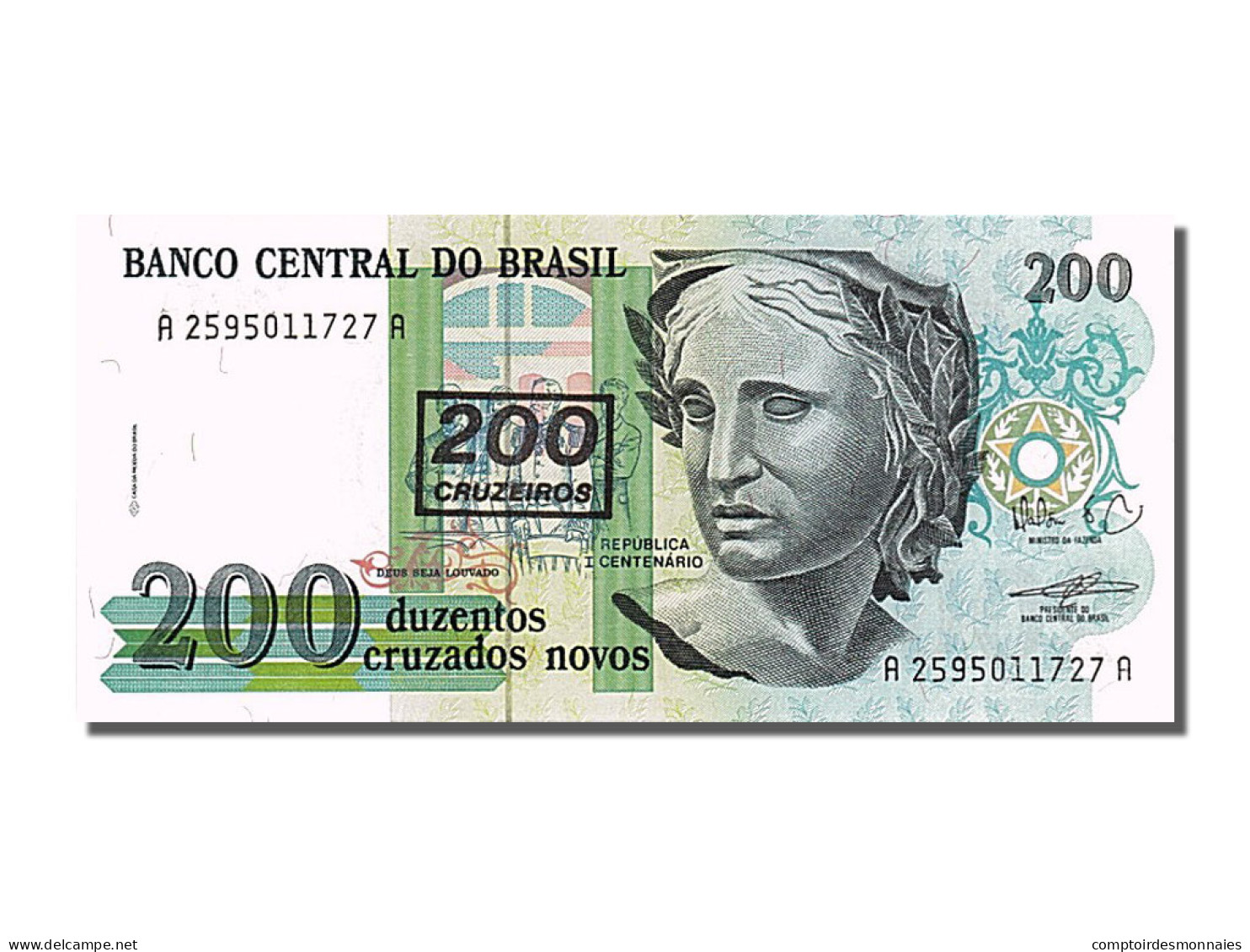 Billet, Brésil, 200 Cruzeiros On 200 Cruzados Novos, 1990, NEUF - Brasilien